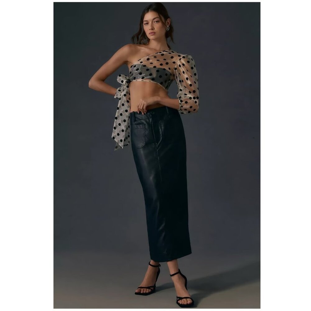 The Colette Maxi Skirt by Maeve: Faux Leather Edition Black NWT Size XS